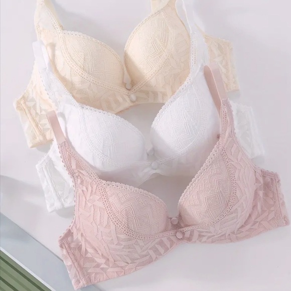 🌿 3 pcs Lace Push Up Bra, Sexy & Breathable Underwire Bra - Picture 1 of 16